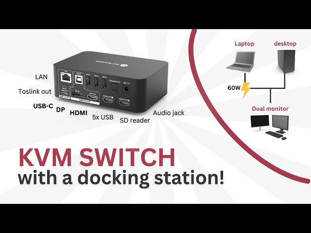 KVM Switch Docking Station for USB-C Laptop & Desktop