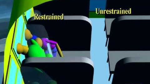 School Bus and Dump Truck Collision - view of the lap belt restrained and unrestrained occupants