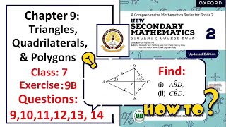Exercise 9B Questions 9, 10,11, 12, 13, 14  – (Quadliterals)  Complete solution – APS Math Class 7.