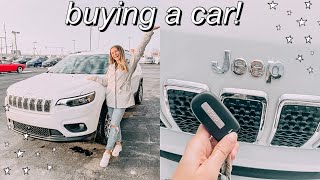 I BOUGHT A CAR! | buying a car at 20 years old (2021 Jeep Cherokee) CAR SHOPPING + CAR TOUR!