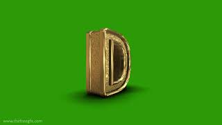 Golden ornamental Letter D Green screen video