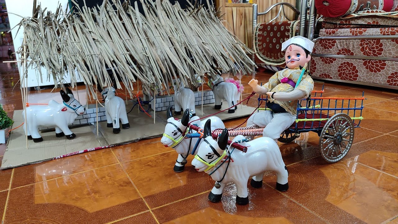 bail pola गोठ्यात बांधलेल्या बैलाला चारा आणायला निघाला बैलगाडीत 🐂🐂🐂🐂🐂 एकटाच निघाला