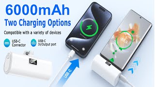 6000 Mah Mini Power Bank, Portable Battery Back Up Charger, Ios, Android, Usb-C Port Battery Charger