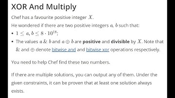 XOR And Multiply CodeChef Starters 128 Hindi Solution.