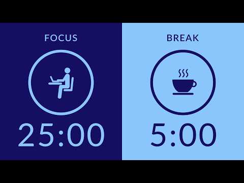 25/5 Pomodoro Timer with Brown Noise 🎧 2-Hour Study with Me for Deep Focus & ADHD ✨