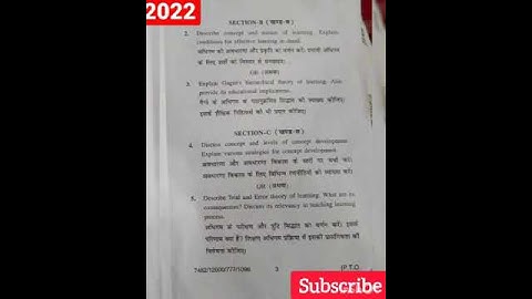 Teaching and learning 2022 question paper || B.ed 2nd semester
