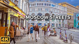 [4K]  Moscow Street Life ⛅ Myasnitskaya Street to KitayGorod Wall | Very Cold Beginning of Autumn