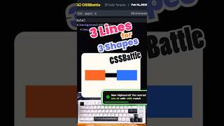 CSS Battle: 3 Lines for 3 Shapes #cssbattle #shorts
