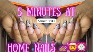 FIVE MINUTE AT HOME NAILS | AMAZON FINDS | MODELONES | BEGINNER NAIL TECH