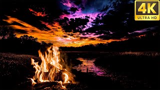 🔥 Beautiful Campfire 4K with Crackling Fire Sounds | Flickering Flames & Burning Logs