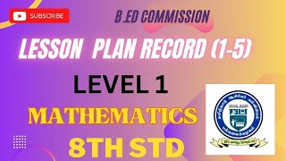 Tnteu Lesson Plan Record 1-5 Level 1Maths Major B.ed Commission 2023 Teaching Practice