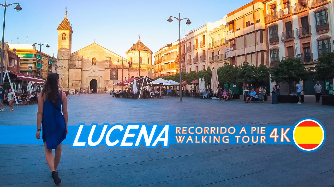 Banda musical en vivo y calles históricas | LUCENA | Recorrido a pie con sonido ambiente 4K #79