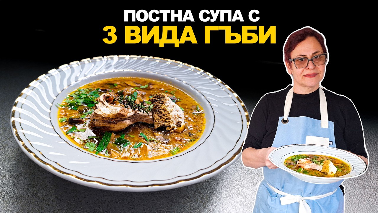 Постна ГЪБЕНА супа с кралски печурки, кладница и манатарка | Лесна домашна рецепта