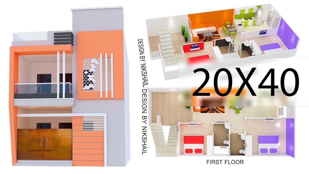 20x40 House Plan With 3d Elevation By Nikshail