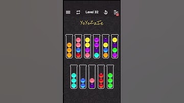 Ball Sort Color Water Puzzle Level 32 Walkthrough 🧪🟠🔵🟣, #shorts