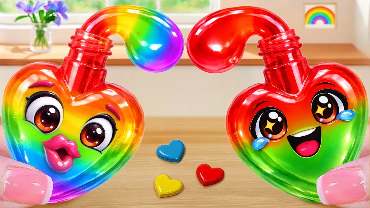 Sparkling Frozen Heart Shaped Honey Jelly 💗 How To Make Mini Rainbow Dessert 🍬 Mini Cake Wonderland