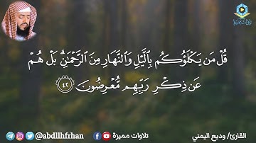 جمال الصوت وروعة الأداء 💚 || تلاوة بديعة الشيخ وديع اليمني - ﴿قل من يكلؤكم بالليل والنهار من الرحمن﴾