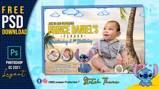 Lilo & Stitch Theme Invitation Layout for Birthday & Christening || FREE DOWNLOAD PSD FILE screenshot 2