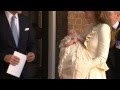 Prince George leaves christening in Kate's arms