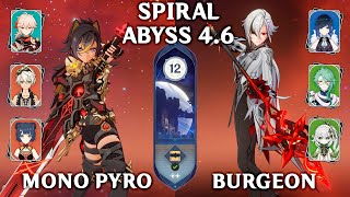 Dehya Mono Pyro & Arlecchino Burgeon. Spiral Abyss 4.6. Genshin Impact 4.6