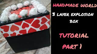 3 Layer Explosion Box With Tutorial ❤️| | | Red, Black And White🖤🤍 Handmade Explosion Box ☺️