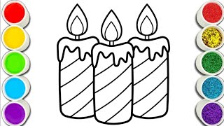 Colorful Candles Drawing, Painting, Coloring for Kids and Toddlers