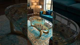 DIY Luxury Teal & Gold Canyon River Epoxy Table (Satisfying Pour!) 🌊