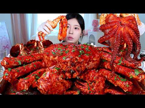 ASMR MUKBANG | King Crab Seafood Boil! Octopus, Shrimp, Abalone, Clams, Crab Shell Bibimbap.