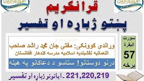 Surah Baqarah Tafseer in Pashto Part 57 | سورة البقرة ترجمة پشتو 57 برخه