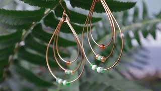 Tri-Color Dangle Wire Earrings