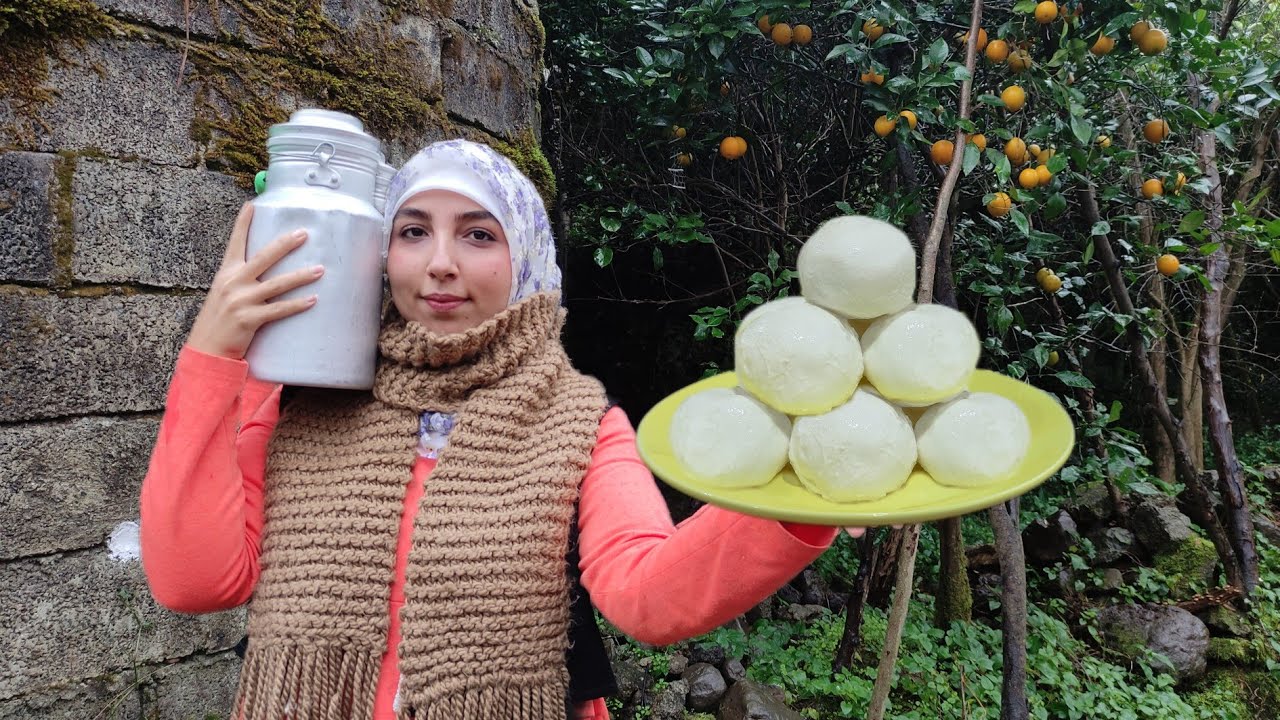 От свежего коровьего молока до сыра моцарелла и хлеба | Дождливая сельская жизнь в Северном Иране