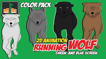 2D ANIMATION OF A RUNNING WOLF COLOR PACK || GREEN AND BLUE SCREEN