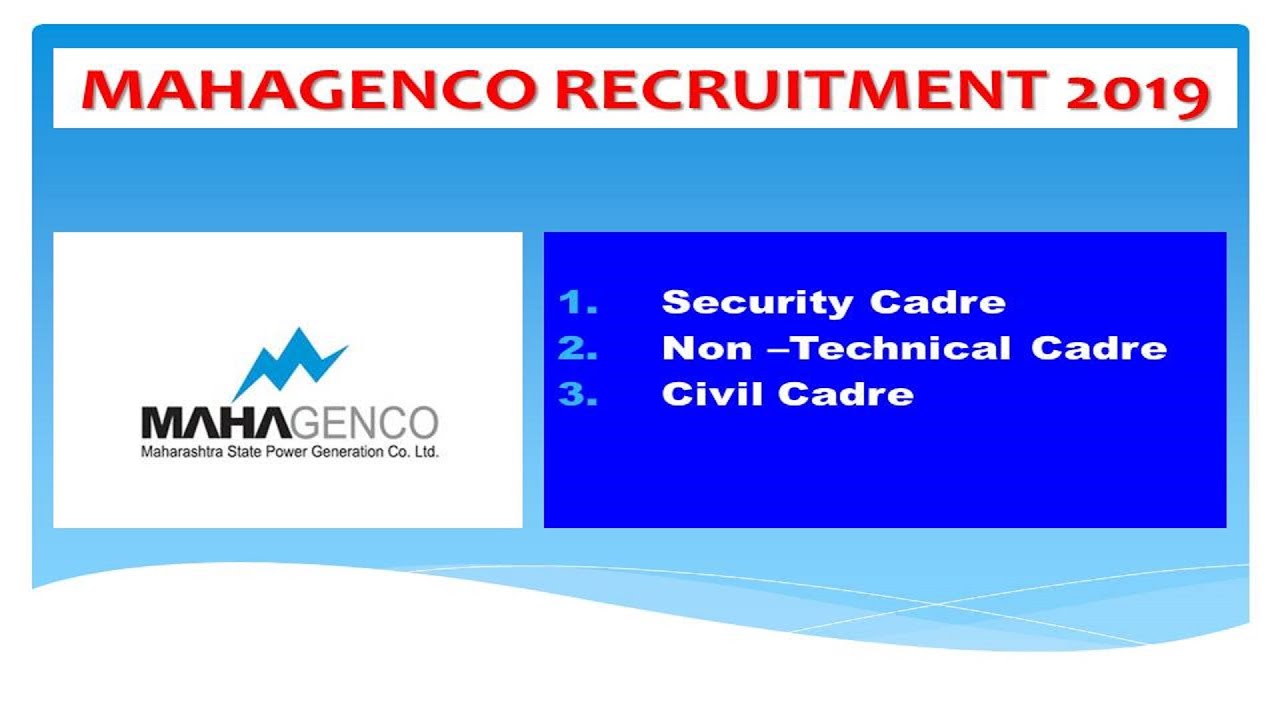 Mahagenco non technical and civil recruitment 2019