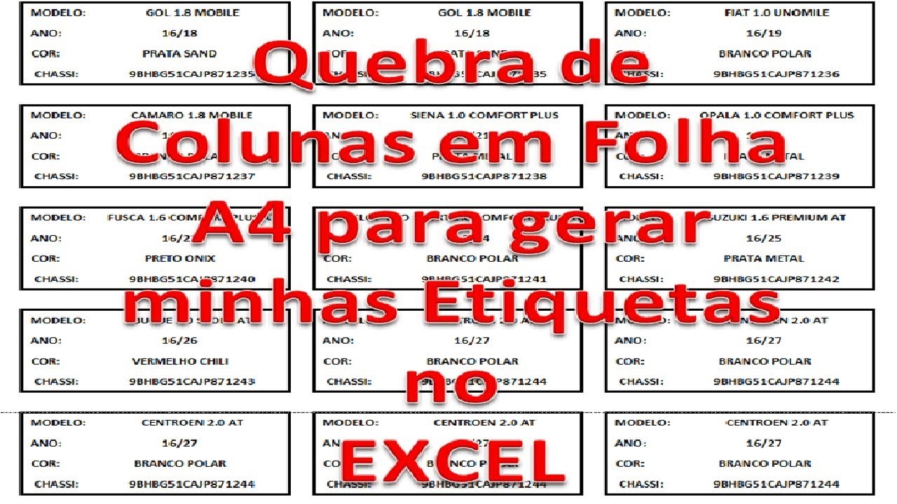 Gerar Etiqueta em Fileira de 3 Colunas em Folha A4 | Dúvida dos Inscritos if then excel vba