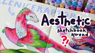 how to make aesthetic sketchbooks || painting dinosaurs!