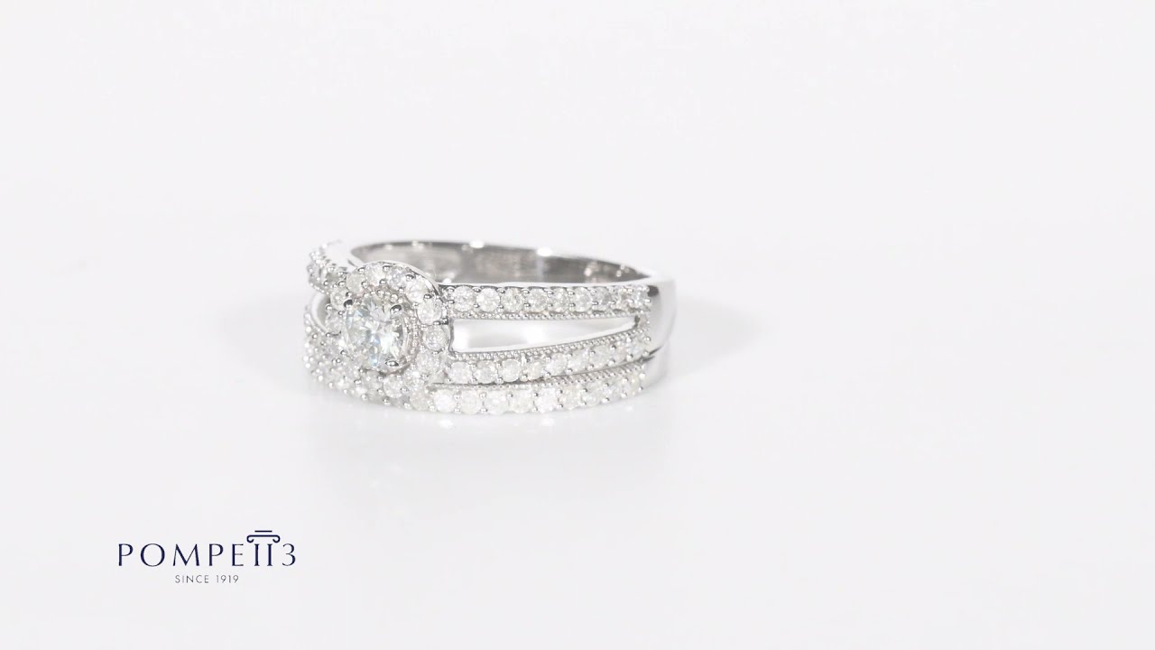 Diamond Engagement Wedding Ring Set in White Gold by Pompeii3