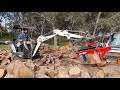 Log splitter on 17t excavator  sawquip splitex