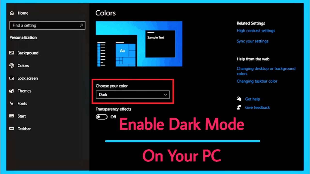 How to Enable Dark Mode in PC || How to Enable Dark Mode in PC Windows ...