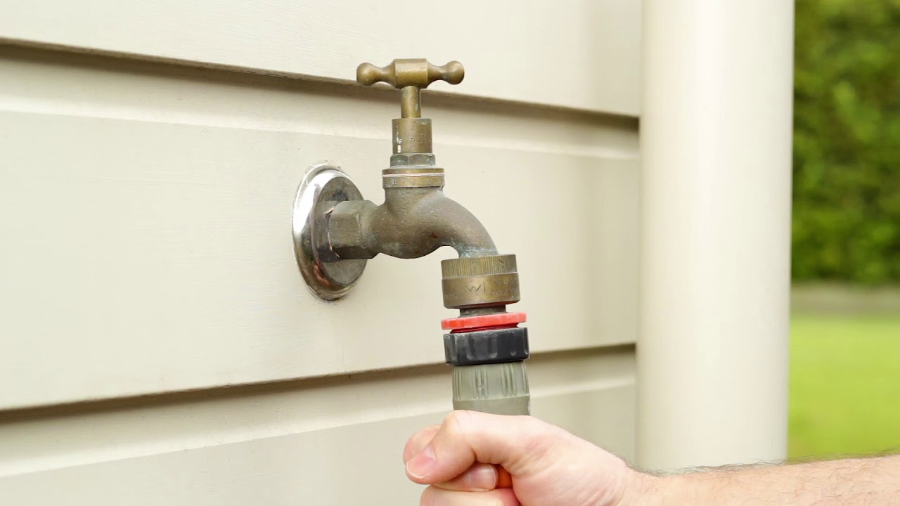 Turning on outdoor faucet leaky tap Free Stock Footage 012 YouTube