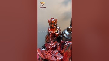 Tượng Phật Di Lặc tam Phúc gỗ Trắc đỏ đen Biểu tượng hạnh phúc tài lộc trường thọ