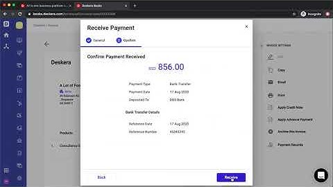 How to Receive Payment for an Invoice in Deskera Books
