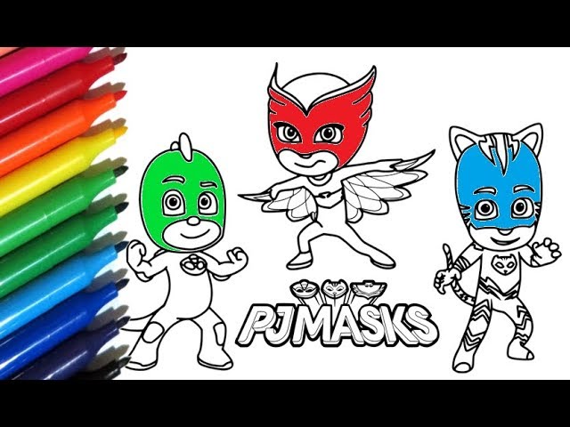 Coloring Pages PJ MASKS How to paint Catboy, Owlet & Geko ...