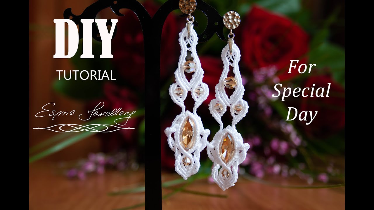 Makramowe kolczyki tutorial. Kolczyki ślubne DIY. / Macrame earrings diy tutorial. Wedding earrings.