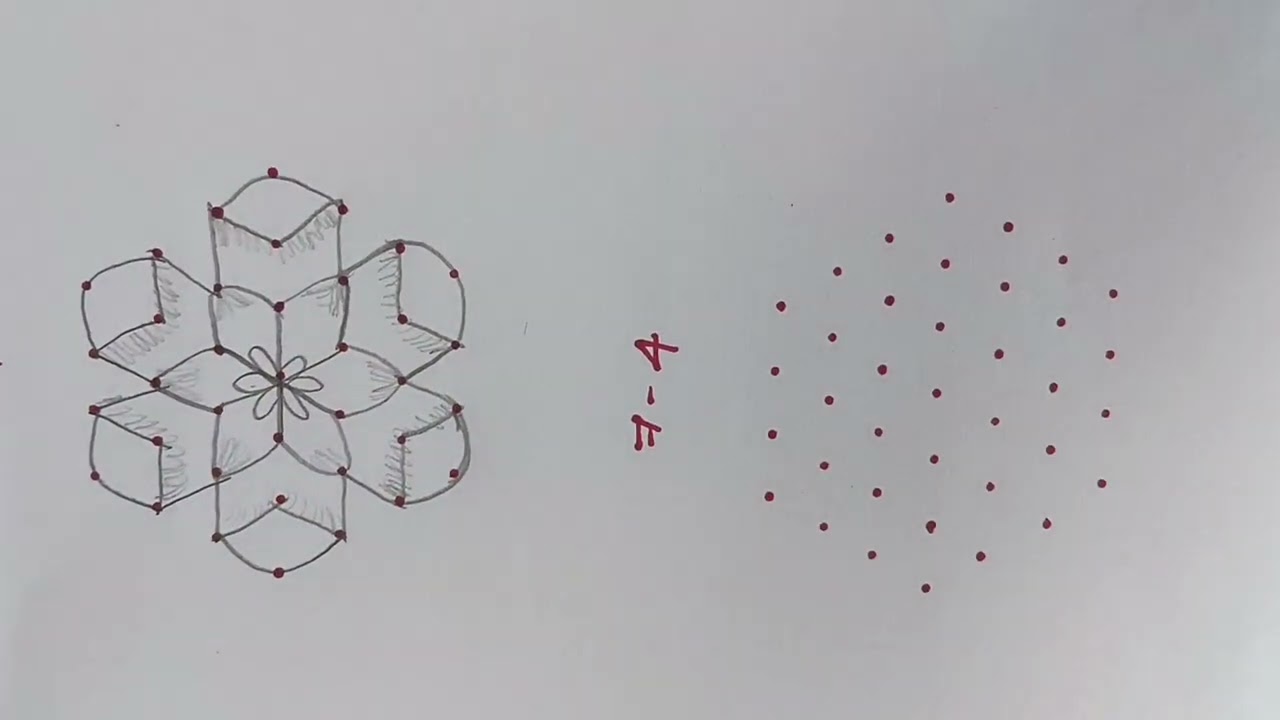 Simple Easy Beginners 7*4 dot rangoli designs for daily use  # divine rangoli 