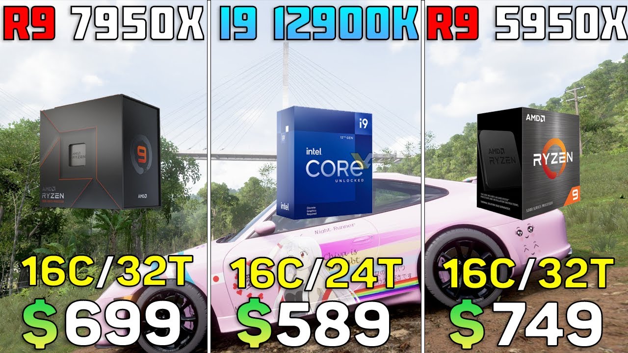 Ryzen 9 7950X vs i9 12900K vs 5950X - 10 Games Test