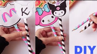 DIY Sanrio Pencil decoration Ideas with paper / DIY paper craft for School / How to make Pen Decor