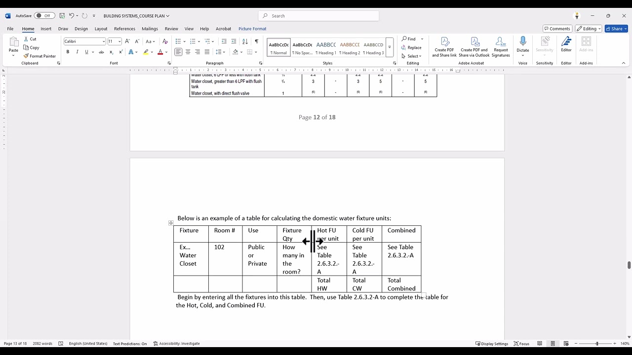 Plumbing - Sizing CW & HW Piping