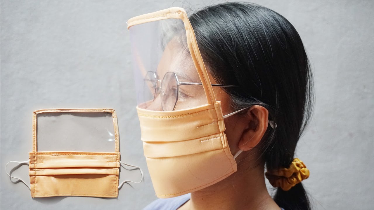 DIY hospital approval Face mask with plastic, how to sew plastic face