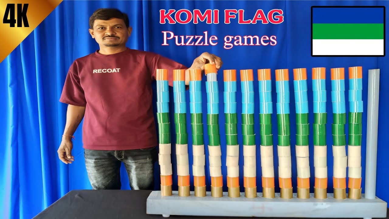 KOMI Flag Colour Cylinders Matching Game Challenge videos | Brain Test Power 