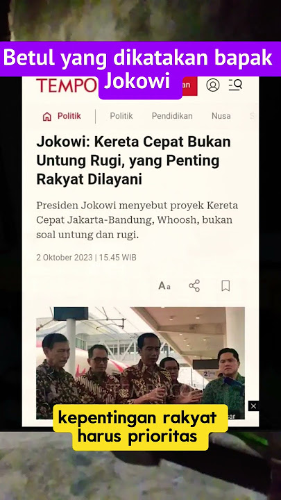 Pak Jokowi tegaskan kereta cepat bukan untung rugi #beritaterkini #beritaviral #kabarterbaru #news
